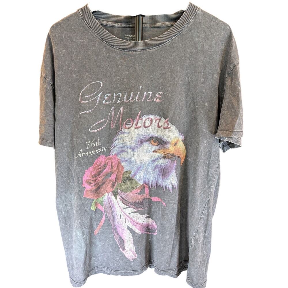 Cotton On Genuine Motors Eagle Graphic Tee Acid Wash Gray Size L Grunge